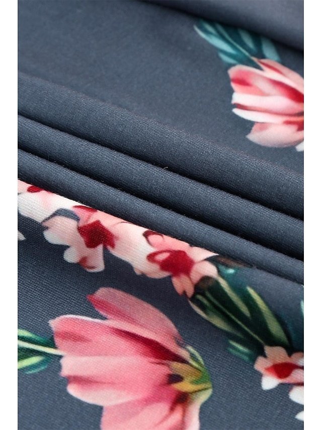 Casual Regular Fit Floral V Neck Short Sleeve Mini Dress - Image 2