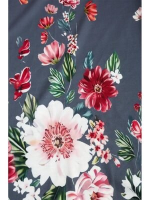 Casual Regular Fit Floral V Neck Short Sleeve Mini Dress - Image 3