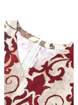 Casual Regular Fit Floral V Neck Short Sleeve Maxi Dress - Image 5