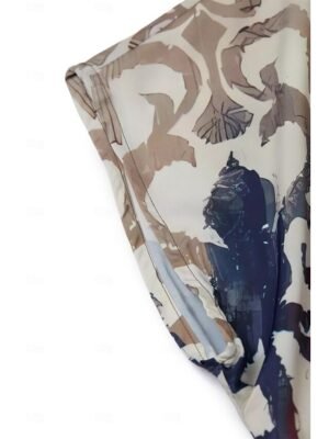 Casual Regular Fit Floral V Neck Short Sleeve Maxi Dress - Image 6