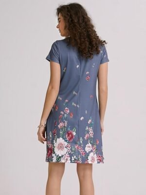 Casual Regular Fit Floral V Neck Short Sleeve Mini Dress - Image 6