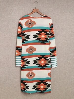 Casual Regular Fit Geometric Long Sleeve Long Jacket - Image 7