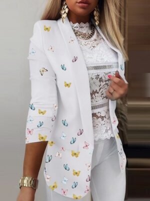 Casual Regular Fit Geometric Turndown Long Sleeve Blazer - Image 3