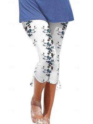 Casual Regular Fit Heart Floral Print Breathable Capri Shorts - Image 1