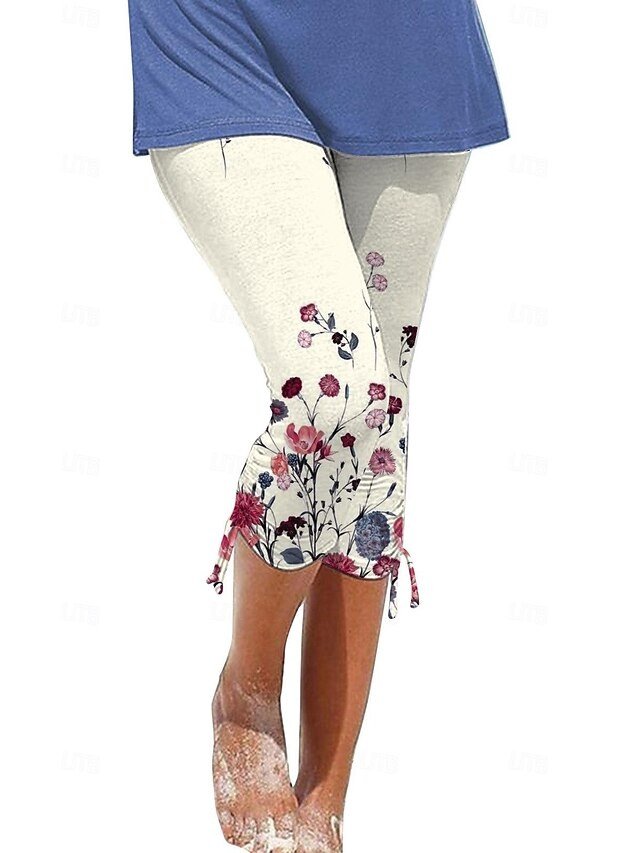 Casual Regular Fit Heart Floral Print Breathable Capri Shorts - Image 2