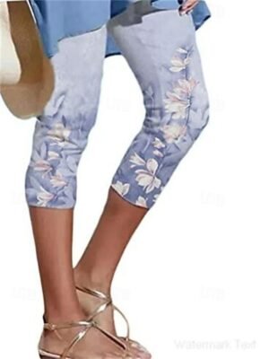 Casual Regular Fit Heart Floral Print Capri Shorts - Image 1