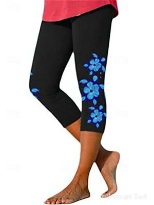 Casual Regular Fit Heart Floral Print Capri Shorts - Image 3