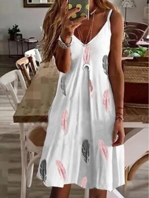 Casual Regular Fit Heart V Neck Sleeveless Mini Sundress - Image 5