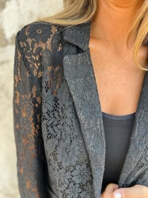 Casual Regular Fit Lace Patchwork Turndown Long Sleeve Blazer - Image 6