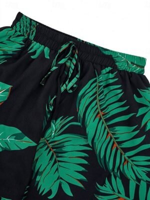 Casual Regular Fit Leaf Print Collarless Half Sleeve Jacket - Image 13