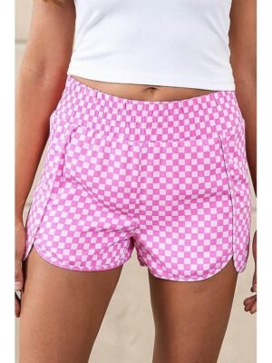 Casual Regular Fit Leopard Geometric Plaid Breathable Shorts - Image 3