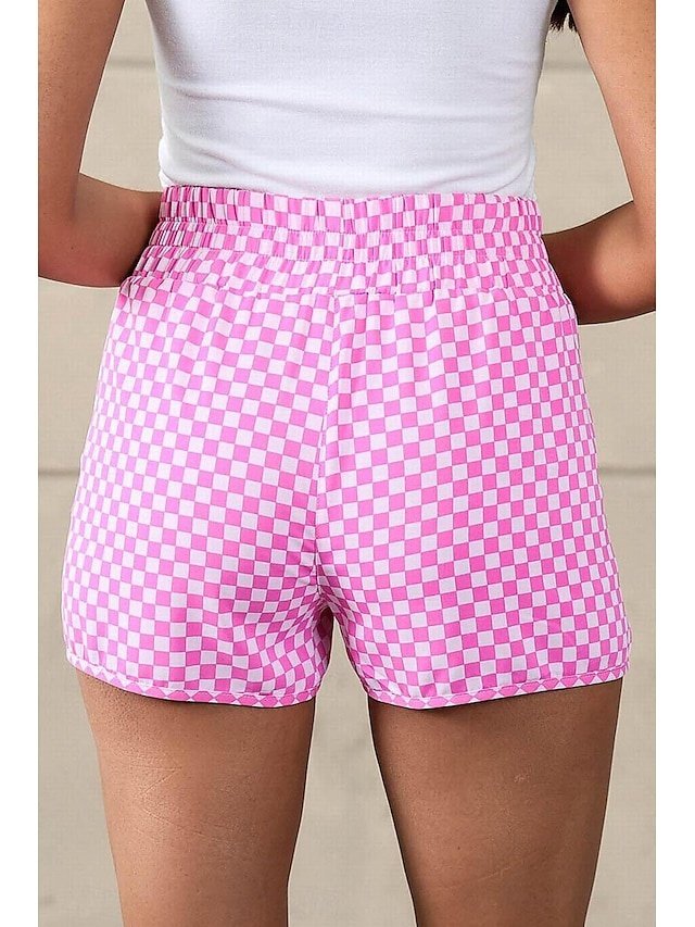 Casual Regular Fit Leopard Geometric Plaid Breathable Shorts - Image 4