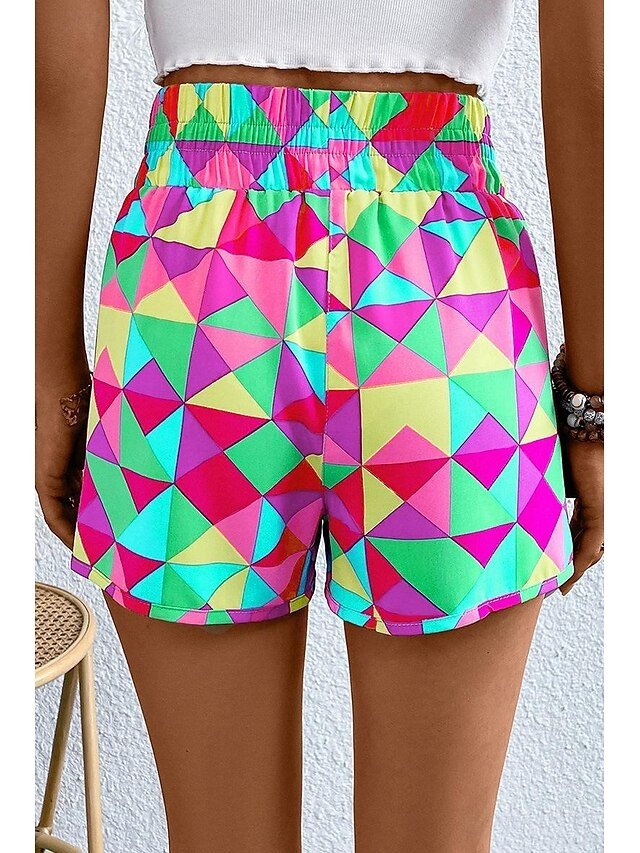 Casual Regular Fit Leopard Geometric Plaid Breathable Shorts - Image 6