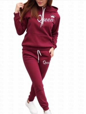 Casual Regular Fit Letter Print Hooded Long Sleeve Tracksuit - Image 4