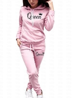 Casual Regular Fit Letter Print Hooded Long Sleeve Tracksuit - Image 5