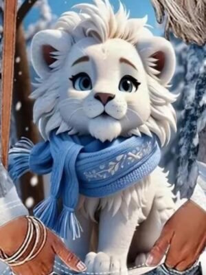 Casual Regular Fit Lion Cub Print Crew Neck Long Sleeve Pullover - Image 3