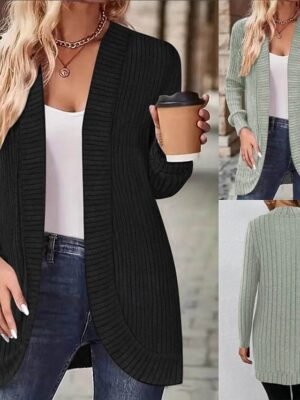 Casual Regular Fit Patchwork Collarless Long Sleeve Outerwear - Image 1