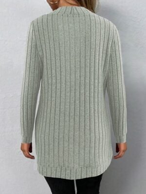 Casual Regular Fit Patchwork Collarless Long Sleeve Outerwear - Image 2