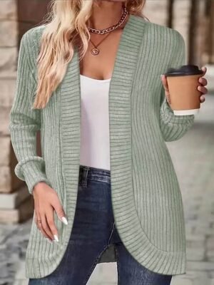 Casual Regular Fit Patchwork Collarless Long Sleeve Outerwear - Image 6