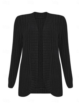Casual Regular Fit Patchwork Collarless Long Sleeve Outerwear - Image 7