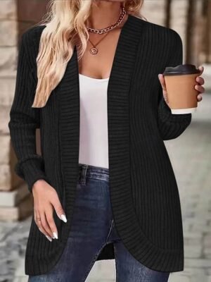 Casual Regular Fit Patchwork Collarless Long Sleeve Outerwear - Image 8
