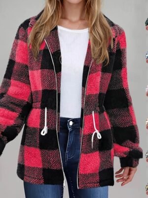 Casual Regular Fit Plaid Turndown Long Sleeve Jacket - Image 1