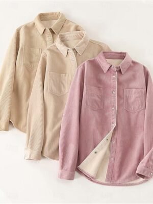 Casual Regular Fit Plaid Turndown Long Sleeve Shacket - Image 1