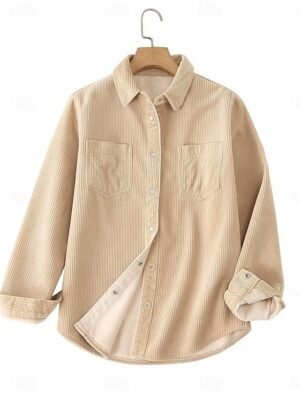 Casual Regular Fit Plaid Turndown Long Sleeve Shacket - Image 11