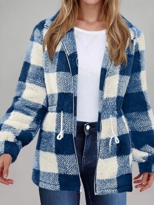 Casual Regular Fit Plaid Turndown Long Sleeve Jacket - Image 11