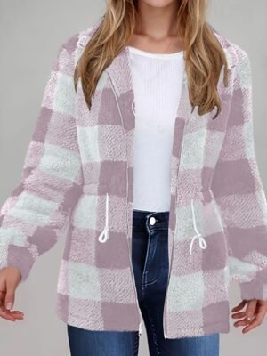 Casual Regular Fit Plaid Turndown Long Sleeve Jacket - Image 14