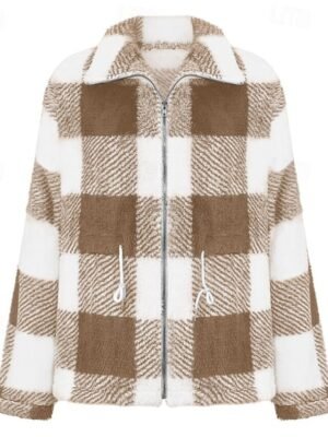 Casual Regular Fit Plaid Turndown Long Sleeve Jacket - Image 18