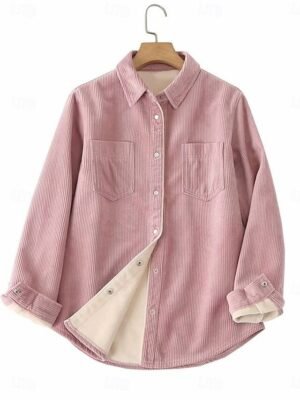 Casual Regular Fit Plaid Turndown Long Sleeve Shacket - Image 2
