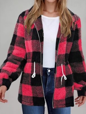 Casual Regular Fit Plaid Turndown Long Sleeve Jacket - Image 2