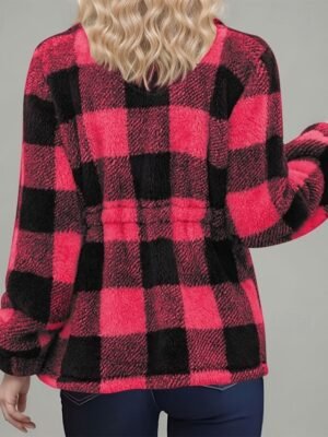 Casual Regular Fit Plaid Turndown Long Sleeve Jacket - Image 4