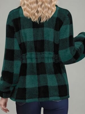 Casual Regular Fit Plaid Turndown Long Sleeve Jacket - Image 7