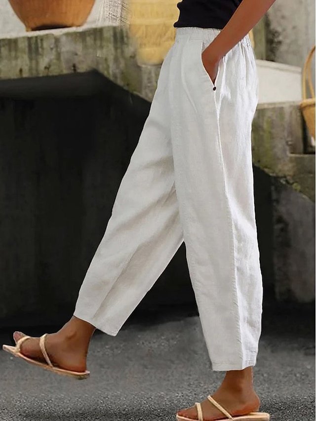 Casual Regular Fit Plain Ankle-Length Pants - Image 1