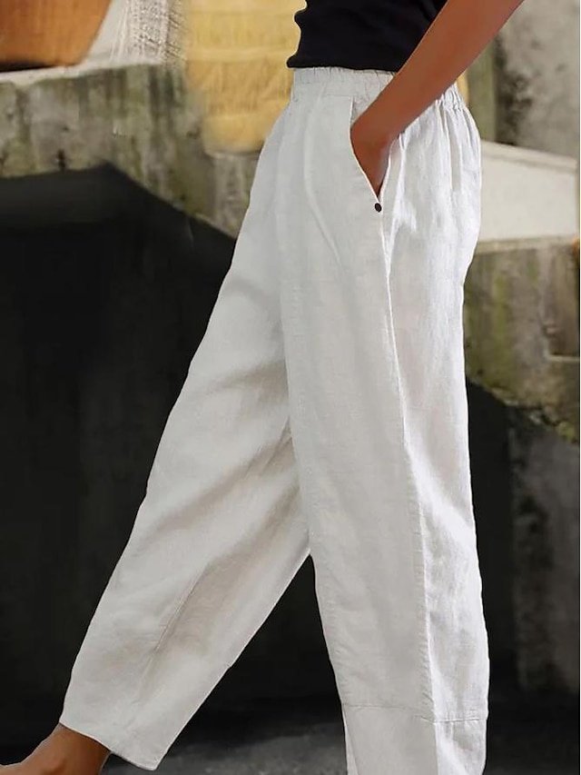 Casual Regular Fit Plain Ankle-Length Pants - Image 2