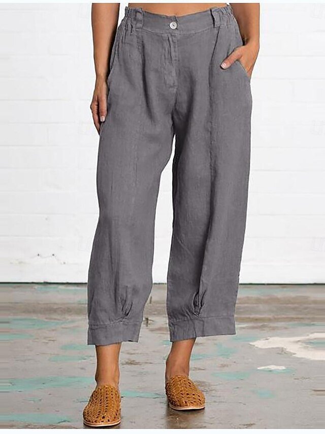 Casual Regular Fit Plain Ankle-Length Trousers - Image 1