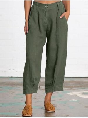 Casual Regular Fit Plain Ankle-Length Trousers - Image 5