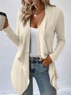 Casual Regular Fit Plain Collarless Long Sleeve Outerwear - Image 6