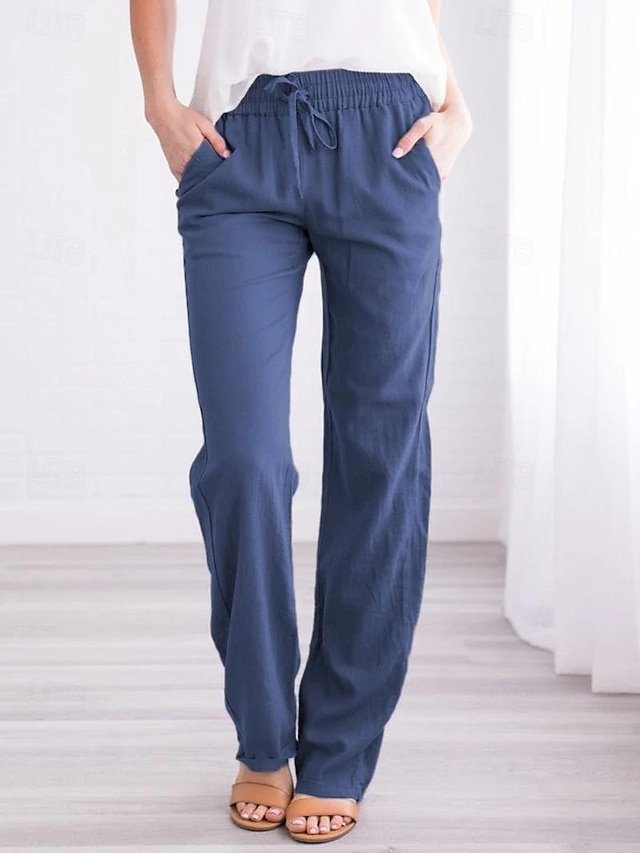 Casual Regular Fit Plain Drawstring Full Length Trousers - Image 1