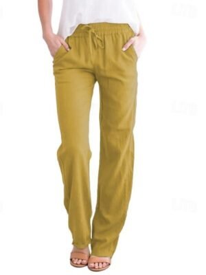 Casual Regular Fit Plain Drawstring Full Length Trousers - Image 2
