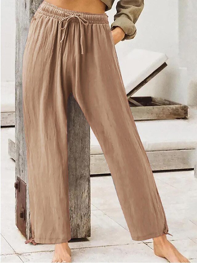 Casual Regular Fit Plain Drawstring Full Length Trousers - Image 2