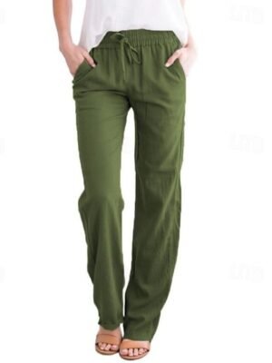 Casual Regular Fit Plain Drawstring Full Length Trousers - Image 4