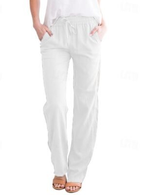 Casual Regular Fit Plain Drawstring Full Length Trousers - Image 6