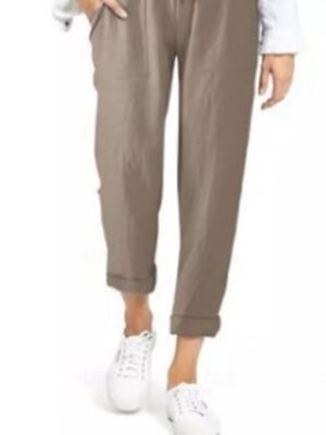 Casual Regular Fit Plain Drawstring Long Trousers - Image 4