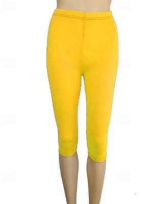 Casual Regular Fit Plain Elastic Waist Capri Leggings - Image 15