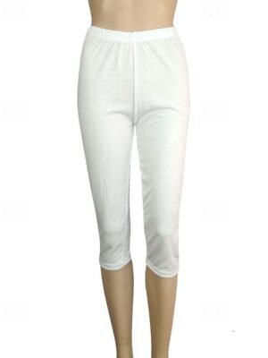 Casual Regular Fit Plain Elastic Waist Capri Leggings - Image 4