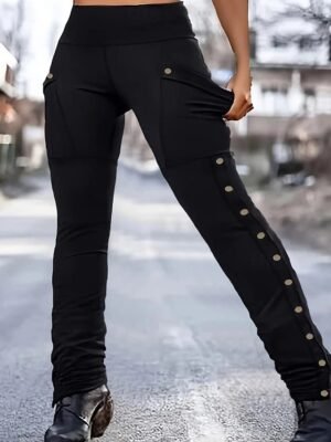 Casual Regular Fit Plain Elastic Waist Full Length Slacks - Image 1