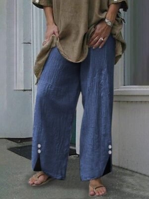 Casual Regular Fit Plain Elastic Waist Full Length Culottes - Image 10